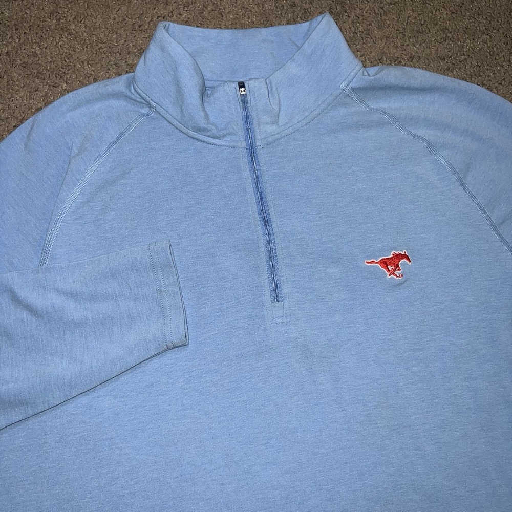 Onward Reserve SMU 1/4 Zip Pullover Mens Large Blue Performance Golf